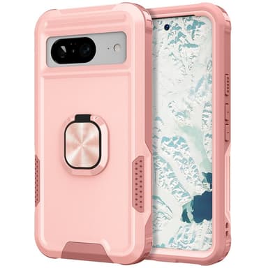SKALO Google Pixel 8 Armor Hybrid Metallring skal - Rosa