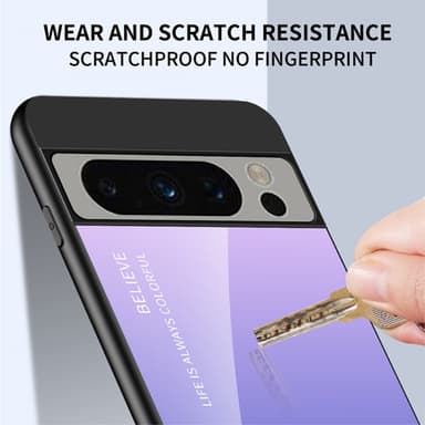 SKALO Google Pixel 8 Pro Gradient Härdat Glas TPU-skal - Röd