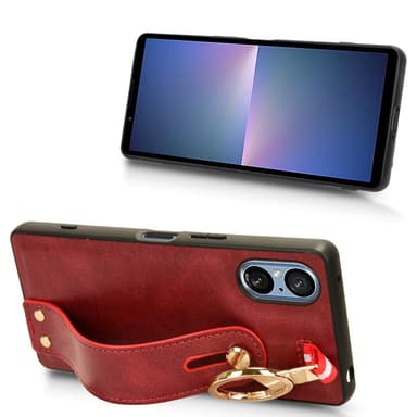 SKALO Sony Xperia 5 V PU-Läder Skal med Handrem - Röd