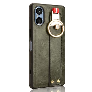SKALO Sony Xperia 5 V PU-Läder Skal med Handrem - Grön
