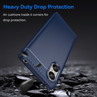 SKALO Sony Xperia 5 V Armor Carbon Stöttåligt TPU-skal - Blå