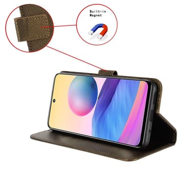 SKALO Sony Xperia 5 V Premium Mini Romb Plånboksfodral - Brun