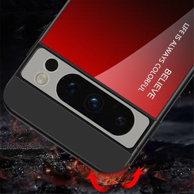 SKALO Google Pixel 8 Pro Gradient Härdat Glas TPU-skal - Rosa