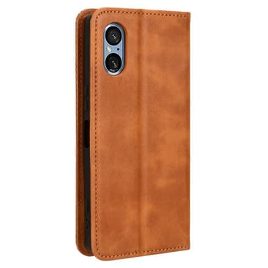 SKALO Sony Xperia 5 V Embossed Premium Plånboksfodral - Brun