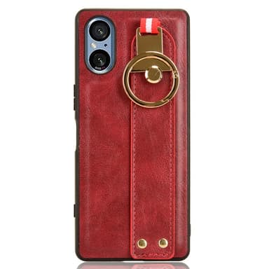 SKALO Sony Xperia 5 V PU-Läder Skal med Handrem - Röd
