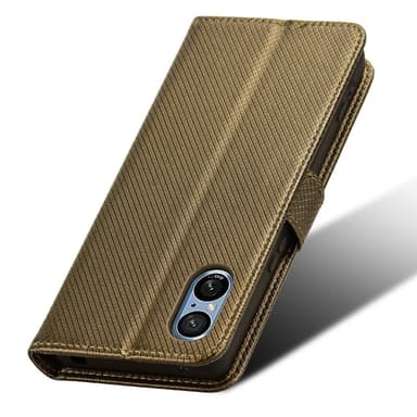 SKALO Sony Xperia 5 V Premium Mini Romb Plånboksfodral - Brun