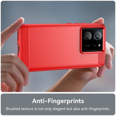 SKALO Xiaomi 13T/13T Pro Armor Carbon Stöttåligt TPU-skal - Röd
