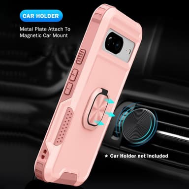 SKALO Google Pixel 8 Armor Hybrid Metallring skal - Rosa