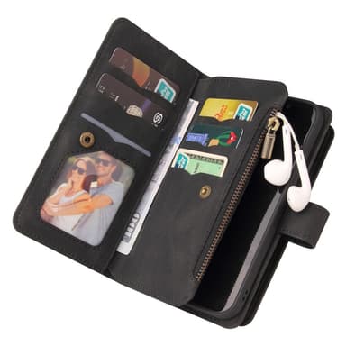 SKALO Google Pixel 8 Big Wallet 17-FACK Plånboksfodral - Svart