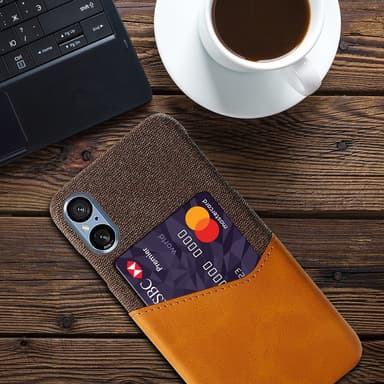 SKALO Sony Xperia 5 V Premium PU-Läder Korthållare Skal - Brun