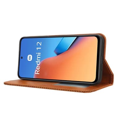 SKALO Xiaomi Redmi 12 4G/5G Embossed Premium Plånboksfodral - Brun