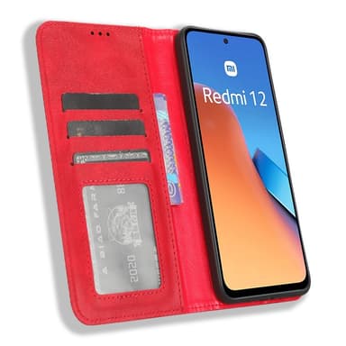 SKALO Xiaomi Redmi 12 4G/5G Embossed Premium Plånboksfodral - Röd