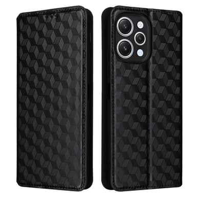 SKALO Xiaomi Redmi 12 4G/5G Romb Litchi Plånbok - Svart
