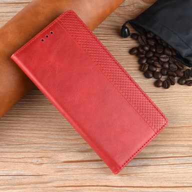 SKALO Xiaomi Redmi 12 4G/5G Embossed Premium Plånboksfodral - Röd