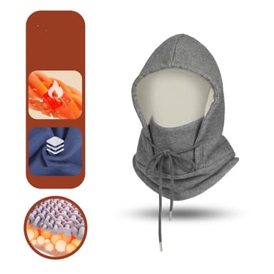 Vinter balaclava huva ansiktsmask, skidmask, ansiktsskydd Grå