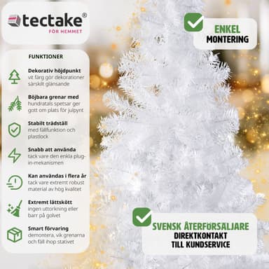 tectake Julgran konstgjord med metallstativ, vit - 150 cm