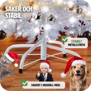 tectake Julgran konstgjord med metallstativ, vit - 150 cm