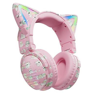 Kattöron Bluetooth Headset Mikrofon Trådlösa hörlurar - Rosa