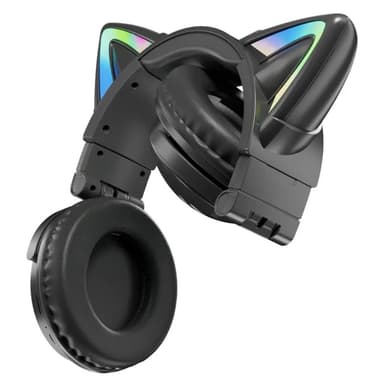 Kattöron Bluetooth Headset Mikrofon Trådlösa hörlurar - Svart