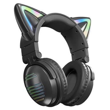 Kattöron Bluetooth Headset Mikrofon Trådlösa hörlurar - Svart