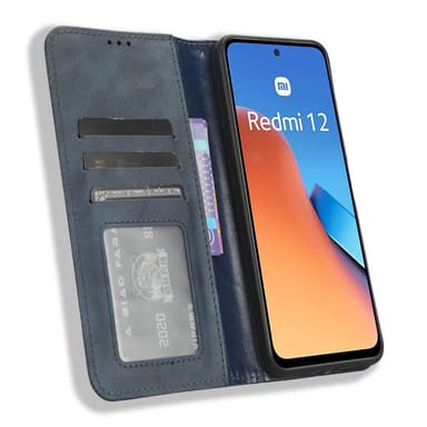 SKALO Xiaomi Redmi 12 4G/5G Embossed Premium Plånboksfodral - Blå