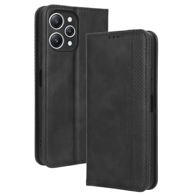 SKALO Xiaomi Redmi 12 4G/5G Embossed Premium Plånboksfodral - Svart