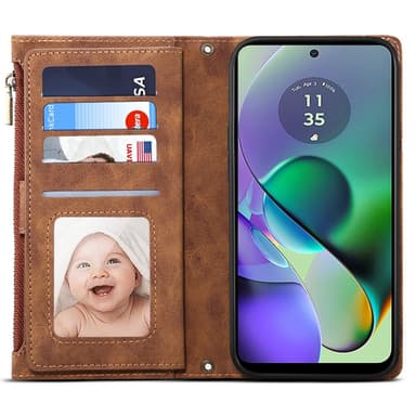 SKALO Motorola Moto G84 5G ESEBLE Big Wallet Plånboksfodral - Brun
