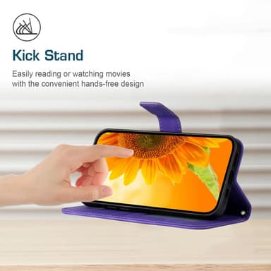 SKALO Motorola Edge 40 Neo 5G Embossed Flower Plånboksfodral i PU-Läder - Mörklila