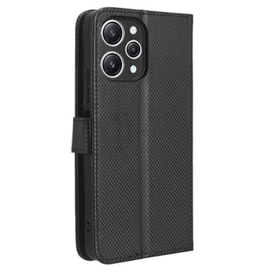 SKALO Xiaomi Redmi 12 4G/5G Premium Mini Romb Plånboksfodral - Svart