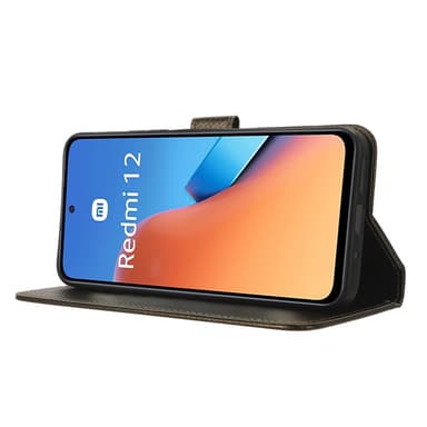 SKALO Xiaomi Redmi 12 4G/5G Premium Mini Romb Plånboksfodral - Brun