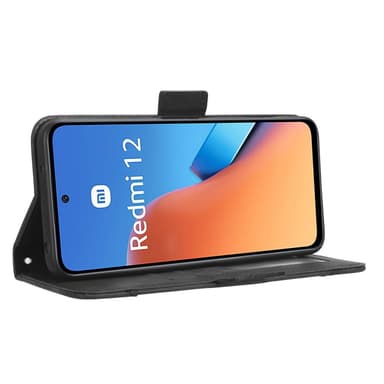 SKALO Xiaomi Redmi 12 4G/5G 6-FACK Plånboksfodral - Svart