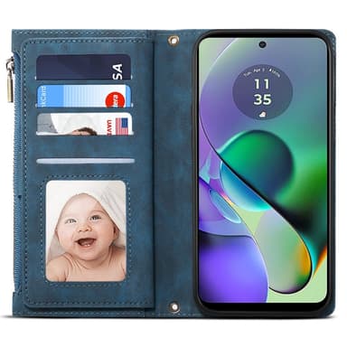 SKALO Motorola Moto G84 5G ESEBLE Big Wallet Plånboksfodral - Blå
