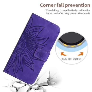 SKALO Motorola Edge 40 Neo 5G Embossed Flower Plånboksfodral i PU-Läder - Mörklila