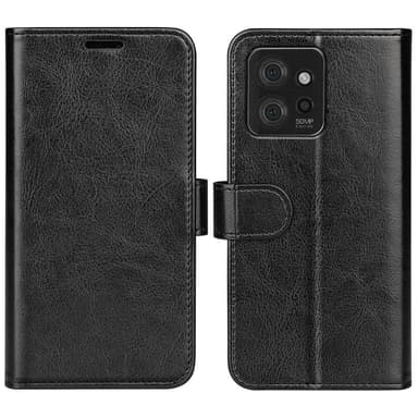 SKALO Motorola ThinkPhone 5G Crazy Horse Plånbok PU Läder - Svart