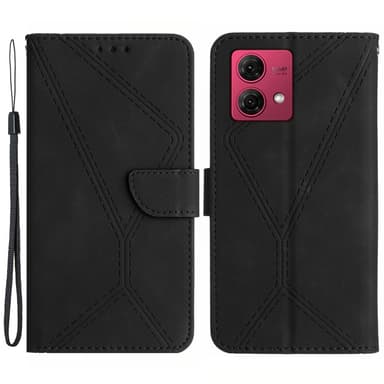 SKALO Motorola Edge 40 Neo 5G Embossed Plånboksfodral i PU-Läder - Svart