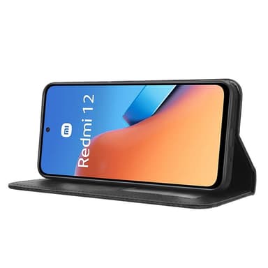SKALO Xiaomi Redmi 12 4G/5G Embossed Premium Plånboksfodral - Svart