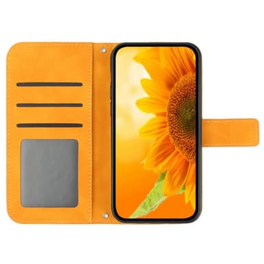 SKALO Motorola Edge 40 Neo 5G Embossed Flower Plånboksfodral i PU-Läder - Ljusbrun