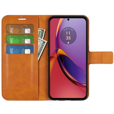 SKALO Motorola Moto G84 5G Premium Plånboksfodral - Ljusbrun
