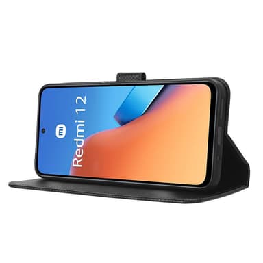 SKALO Xiaomi Redmi 12 4G/5G Premium Mini Romb Plånboksfodral - Svart