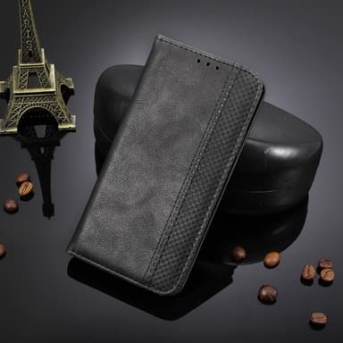 SKALO Xiaomi Redmi 12 4G/5G Embossed Premium Plånboksfodral - Svart