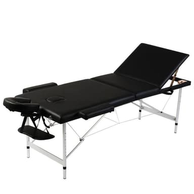 vidaXL Hopfällbar massagebänk med 3 sektioner aluminiumram svart