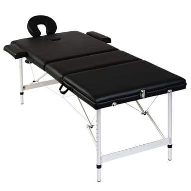 vidaXL Hopfällbar massagebänk med 3 sektioner aluminiumram svart