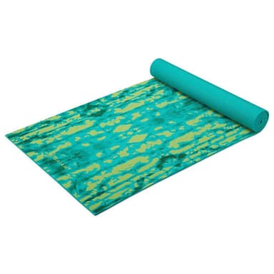 Gaiam Turquoise Lotus Yoga Mat 6mm Premium Reversible, Yogamattor