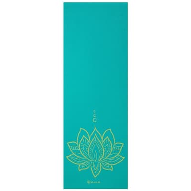 Gaiam Turquoise Lotus Yoga Mat 6mm Premium Reversible, Yogamattor