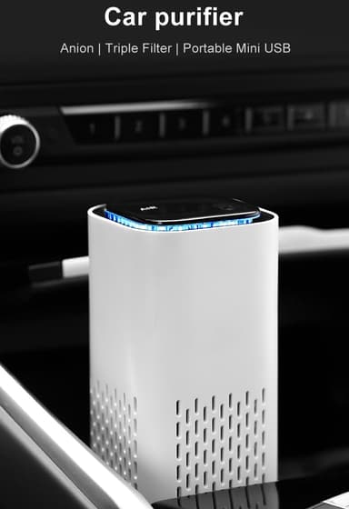 Mini luftrenare Filter Billuftrenare Ta bort röklukt Vit