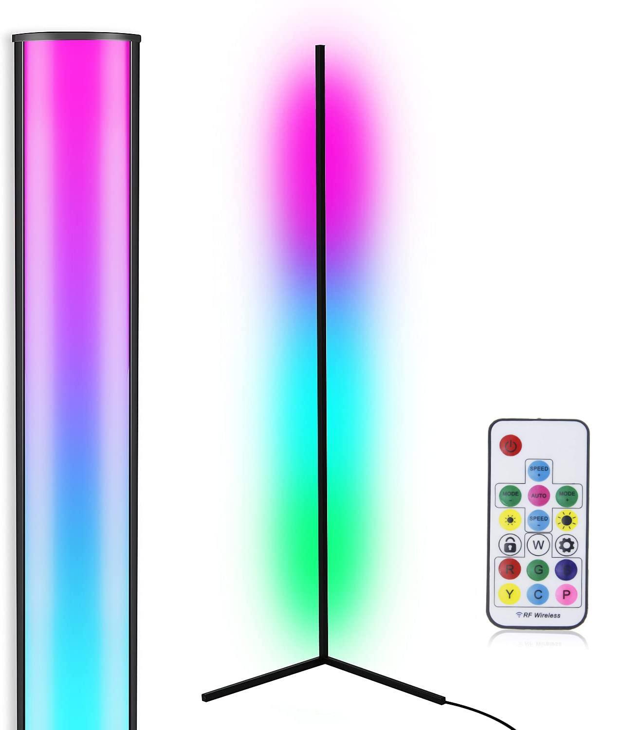 LED golvlampa hörnlampa RGB färgskiftande Svart