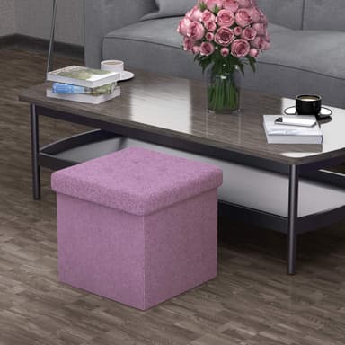Hopfällbar Sittpall 30x30x30 cm Fotstöd (rosa)