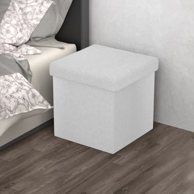 Hopfällbar Sittpall 30x30x30 cm Fotstöd (vit )