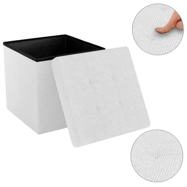 Hopfällbar Sittpall 30x30x30 cm Fotstöd (vit )