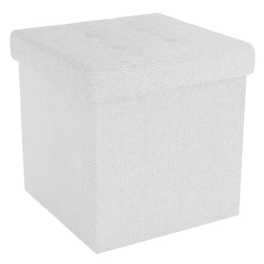 Hopfällbar Sittpall 30x30x30 cm Fotstöd (vit )